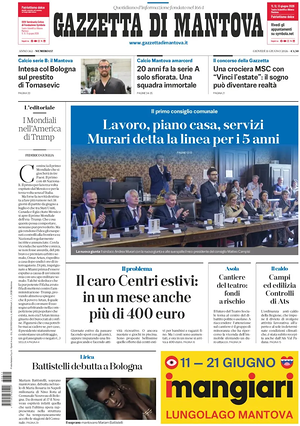 Prima pagina Gazzetta di Mantova di oggi - Quotidiano regionale