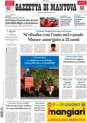 Prima pagina Gazzetta di Mantova di oggi - Quotidiano regionale