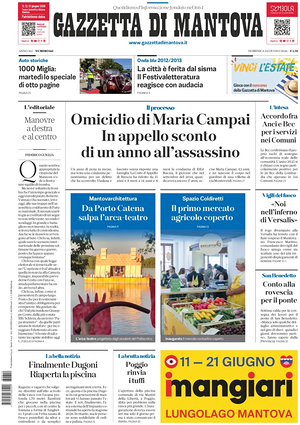 Prima pagina Gazzetta di Mantova di oggi - Quotidiano regionale