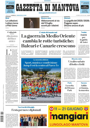 Prima pagina Gazzetta di Mantova di oggi - Quotidiano regionale