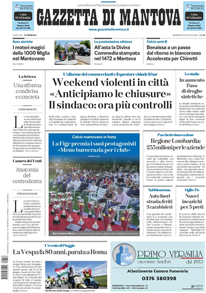 Prima pagina Gazzetta di Mantova di oggi - Quotidiano regionale