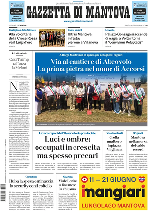 Prima pagina Gazzetta di Mantova di oggi - Quotidiano regionale