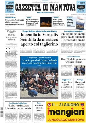 Prima pagina Gazzetta di Mantova di oggi - Quotidiano regionale