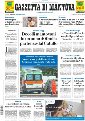 Prima pagina Gazzetta di Mantova di oggi - Quotidiano regionale