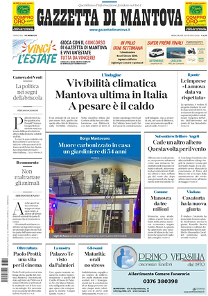 Prima pagina Gazzetta di Mantova di oggi - Quotidiano regionale