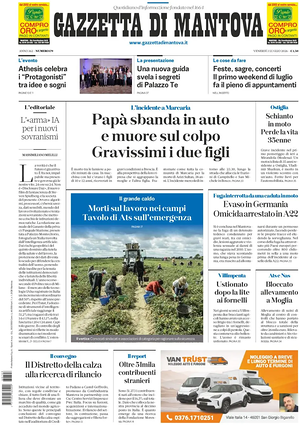 Prima pagina Gazzetta di Mantova di oggi - Quotidiano regionale