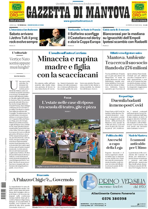 Prima pagina Gazzetta di Mantova di oggi - Quotidiano regionale
