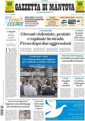 Prima pagina Gazzetta di Mantova di oggi - Quotidiano regionale