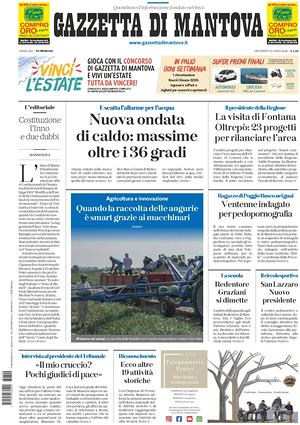Prima pagina Gazzetta di Mantova di oggi - Quotidiano regionale
