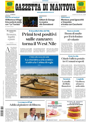 Prima pagina Gazzetta di Mantova di oggi - Quotidiano regionale