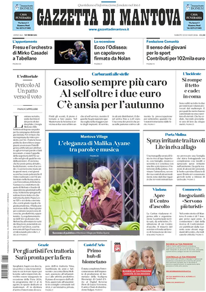 Prima pagina Gazzetta di Mantova di oggi - Quotidiano regionale