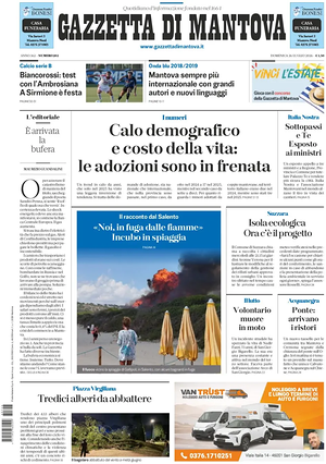 Prima pagina Gazzetta di Mantova di oggi - Quotidiano regionale