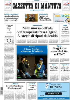 Prima pagina Gazzetta di Mantova di oggi - Quotidiano regionale