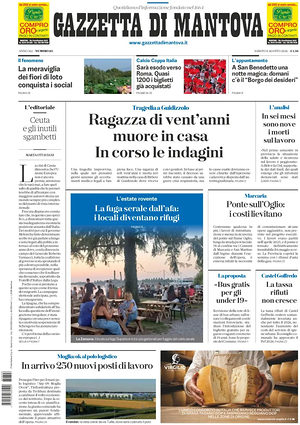 Prima pagina Gazzetta di Mantova di oggi - Quotidiano regionale