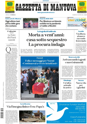Prima pagina Gazzetta di Mantova di oggi - Quotidiano regionale