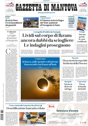 Prima pagina Gazzetta di Mantova di oggi - Quotidiano regionale