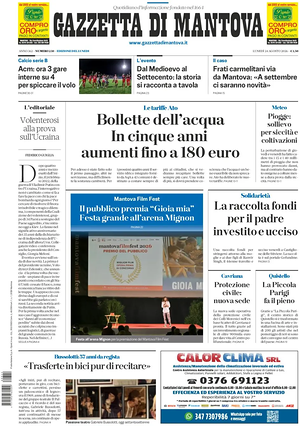 Prima pagina Gazzetta di Mantova di oggi - Quotidiano regionale