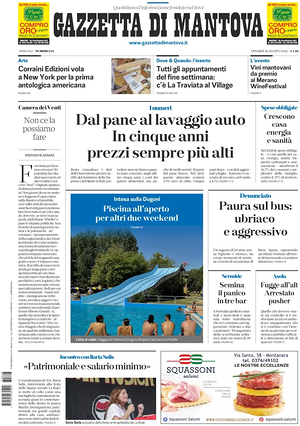 Prima pagina Gazzetta di Mantova di oggi - Quotidiano regionale