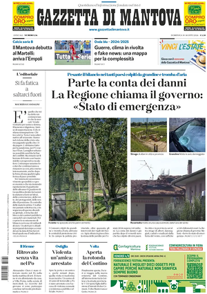 Prima pagina Gazzetta di Mantova di oggi - Quotidiano regionale