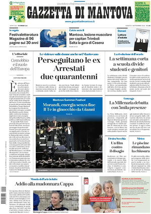 Prima pagina Gazzetta di Mantova di oggi - Quotidiano regionale