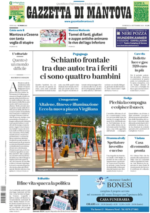 Prima pagina Gazzetta di Mantova di oggi - Quotidiano regionale