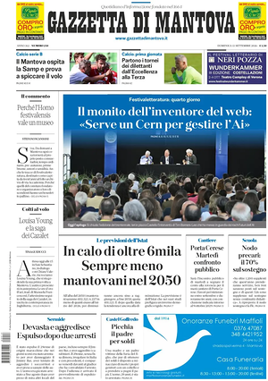 Prima pagina Gazzetta di Mantova di oggi - Quotidiano regionale