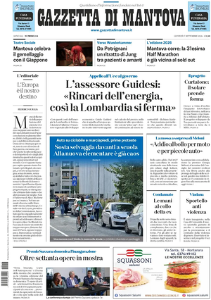 Prima pagina Gazzetta di Mantova di oggi - Quotidiano regionale