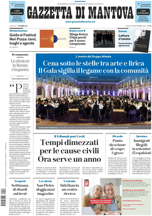 Prima pagina Gazzetta di Mantova di oggi - Quotidiano regionale