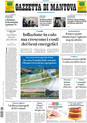 Prima pagina Gazzetta di Mantova di oggi - Quotidiano regionale