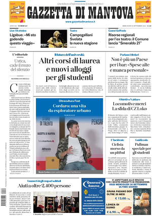 Prima pagina Gazzetta di Mantova di oggi - Quotidiano regionale