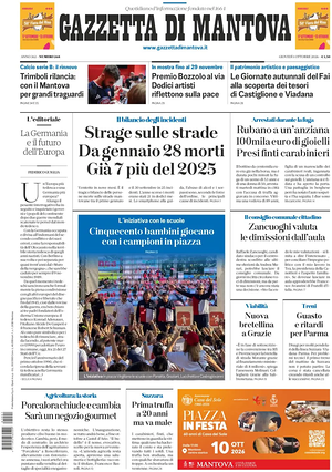 Prima pagina Gazzetta di Mantova di oggi - Quotidiano regionale