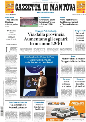 Prima pagina Gazzetta di Mantova di oggi - Quotidiano regionale