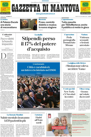 Prima pagina Gazzetta di Mantova di oggi - Quotidiano regionale