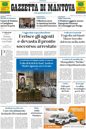 Prima pagina Gazzetta di Mantova di oggi - Quotidiano regionale