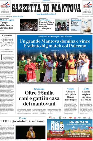 Prima pagina Gazzetta di Mantova di oggi - Quotidiano regionale