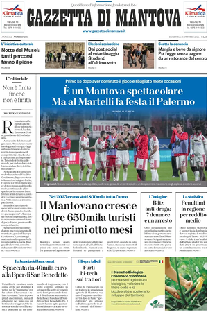 Prima pagina Gazzetta di Mantova di oggi - Quotidiano regionale