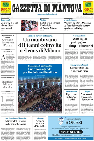 Prima pagina Gazzetta di Mantova di oggi - Quotidiano regionale