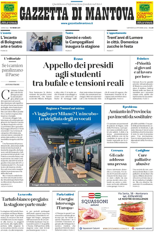 Prima pagina Gazzetta di Mantova di oggi - Quotidiano regionale
