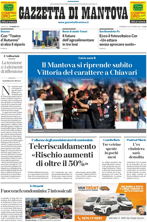 Prima pagina Gazzetta di Mantova di oggi - Quotidiano regionale