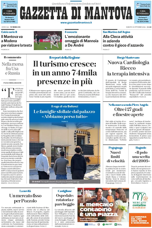 Prima pagina Gazzetta di Mantova di oggi - Quotidiano regionale