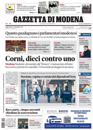 Prima pagina Gazzetta di Modena di oggi - Quotidiano regionale