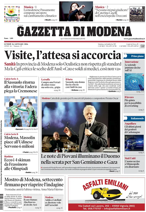 Prima pagina Gazzetta di Modena di oggi - Quotidiano regionale