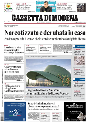 Prima pagina Gazzetta di Modena di oggi - Quotidiano regionale