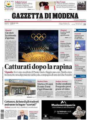 Prima pagina Gazzetta di Modena di oggi - Quotidiano regionale