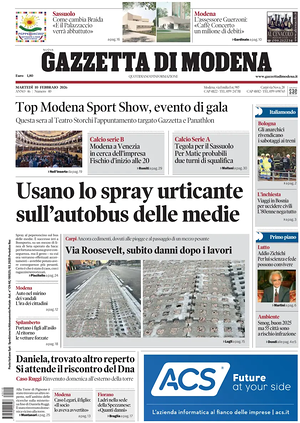 Prima pagina Gazzetta di Modena di oggi - Quotidiano regionale