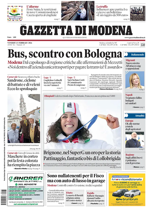 Prima pagina Gazzetta di Modena di oggi - Quotidiano regionale