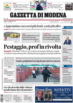 Prima pagina Gazzetta di Modena di oggi - Quotidiano regionale