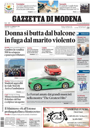 Prima pagina Gazzetta di Modena di oggi - Quotidiano regionale