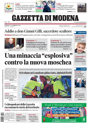 Prima pagina Gazzetta di Modena di oggi - Quotidiano regionale