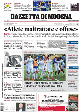 Prima pagina Gazzetta di Modena di oggi - Quotidiano regionale